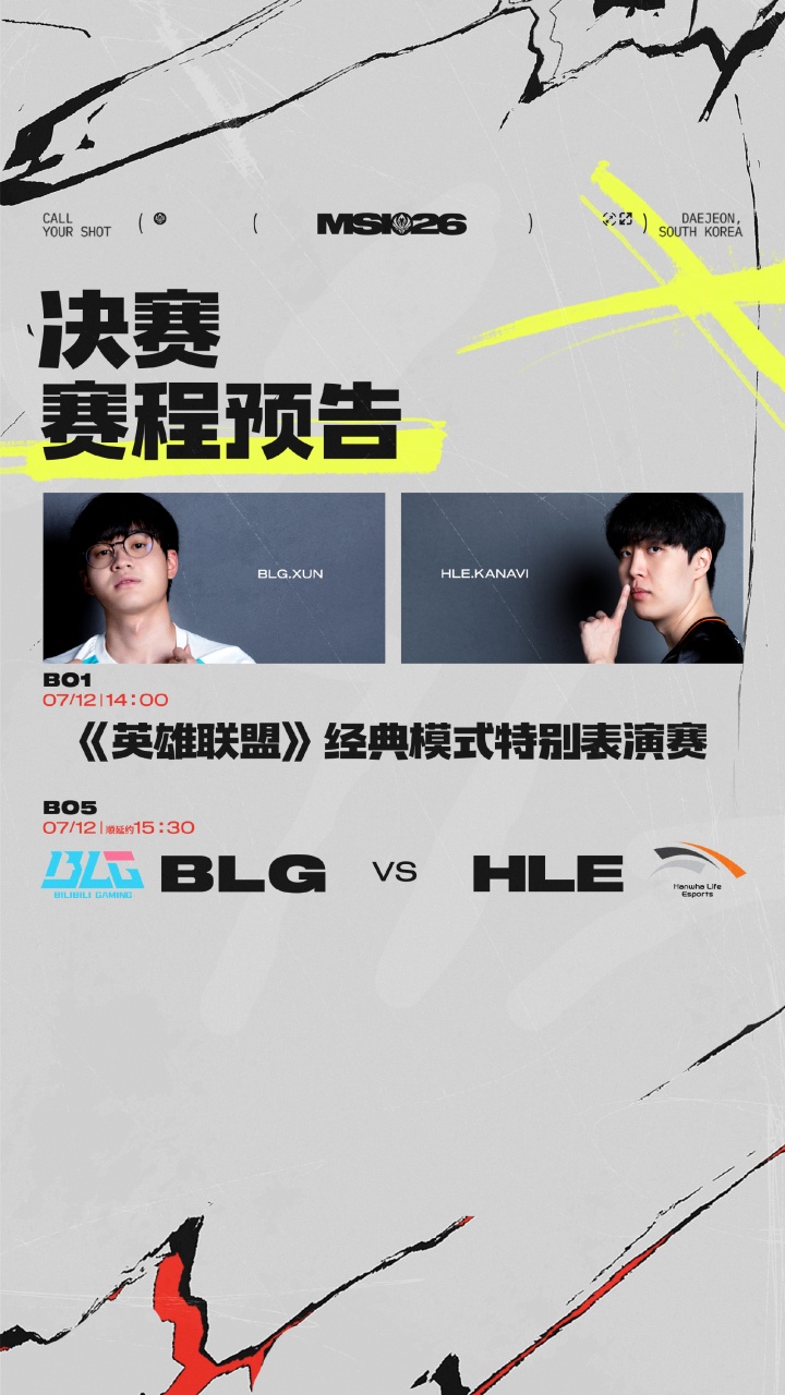 2026季中冠军赛决赛赛程预告:14点表演赛!15:30决赛BLG vs HLE!